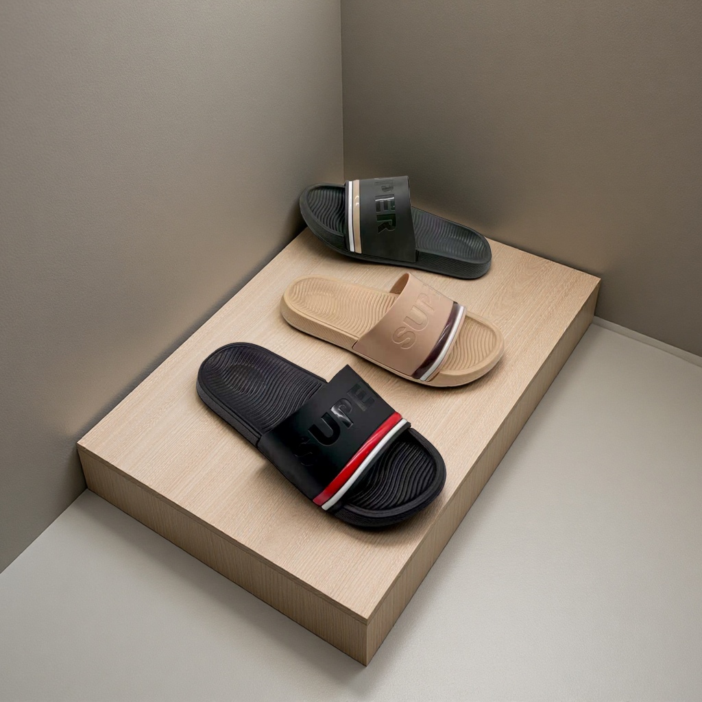 Men's summer casual beach Vietnamese flip-flops in solid color with letters