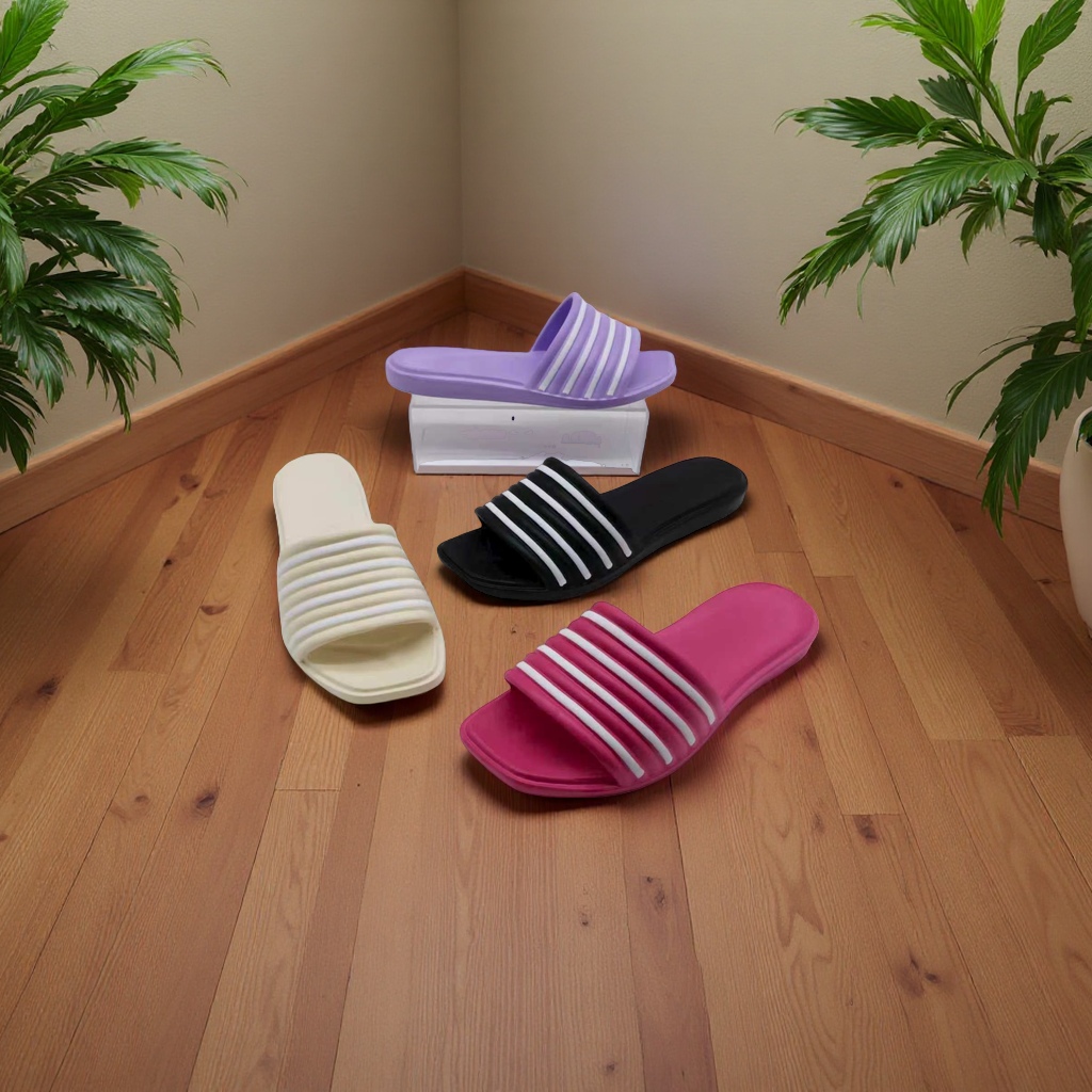 Fashionable women's summer versatile flip-flops in regular striped style details Picture