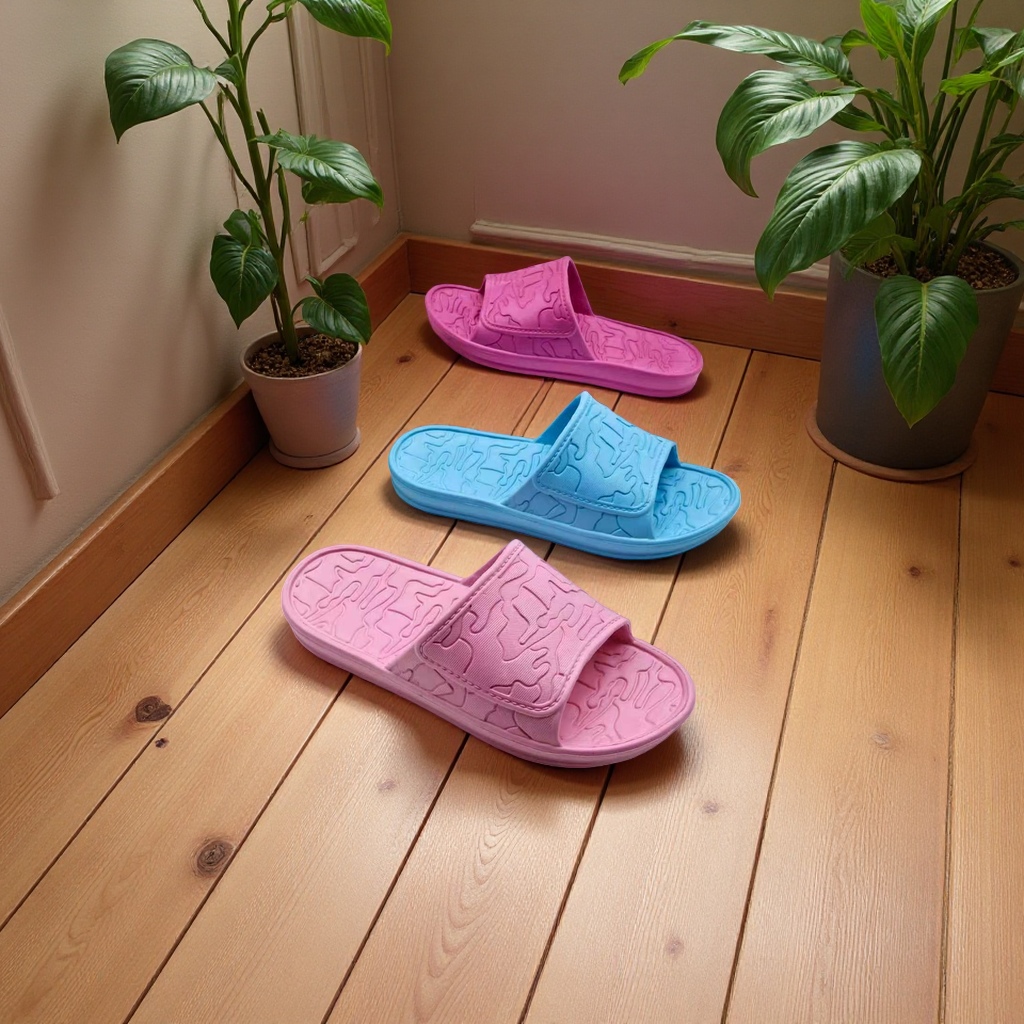 Fashionable women's summer versatile flip-flops in solid color with map prints