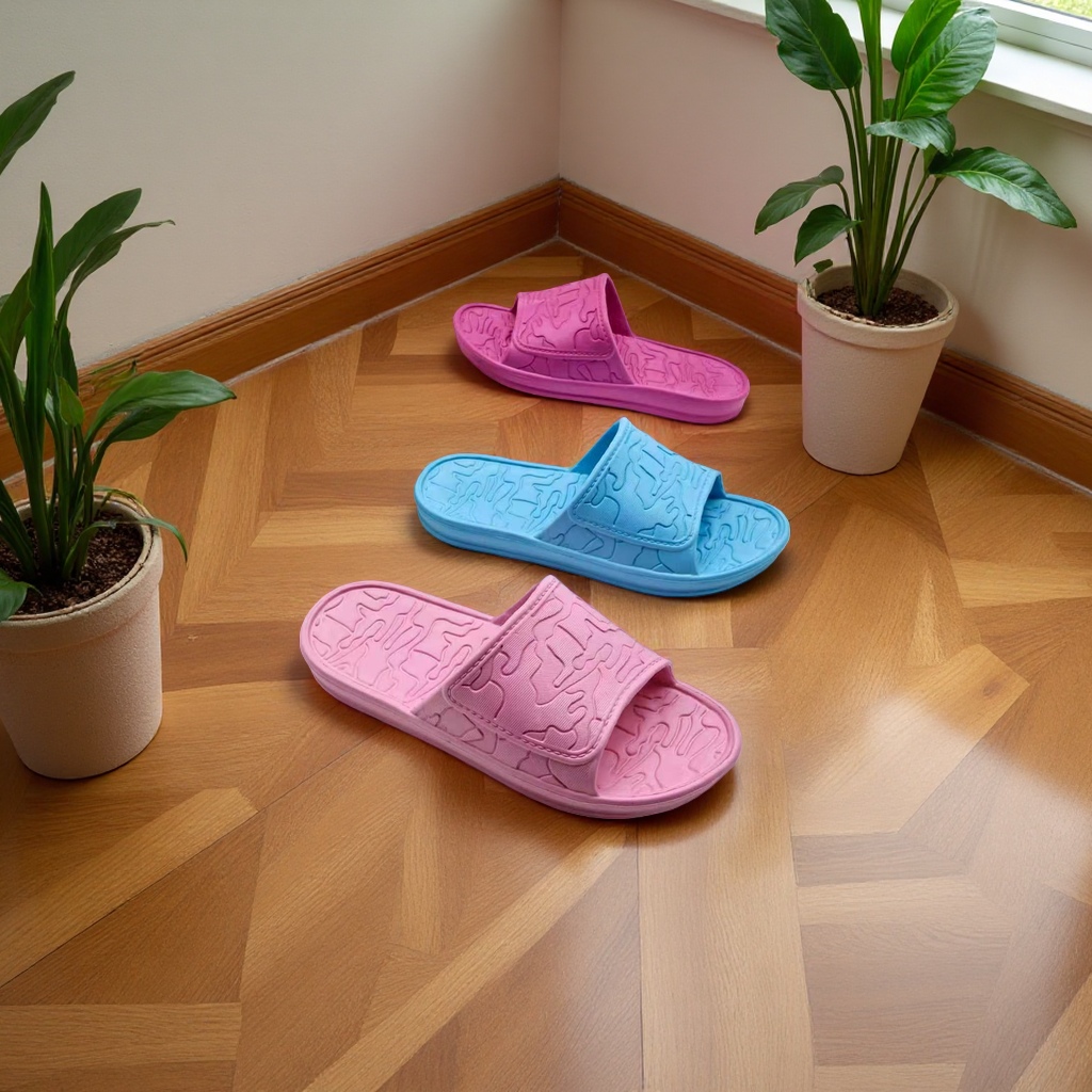 Fashionable women's summer versatile flip-flops in solid color with map prints details Picture