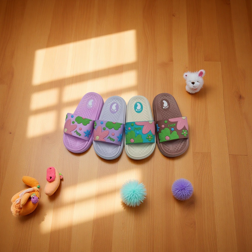 Children's slippers with anti-slip soft soles, comfortable and breathable. Spring and summer style with cartoon flowers Application Scenario