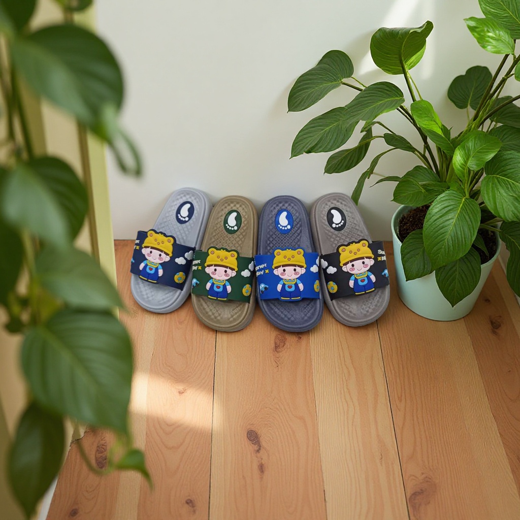 Men's children's slippers with anti-slip soft soles, comfortable and breathable. Spring and summer cartoon boys' style details Picture