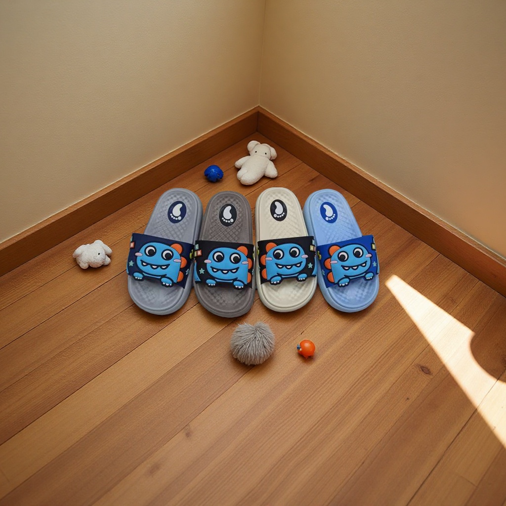 Men's children's slippers with anti-slip soft soles, comfortable and breathable. Spring and summer cartoon dragon style Specification image