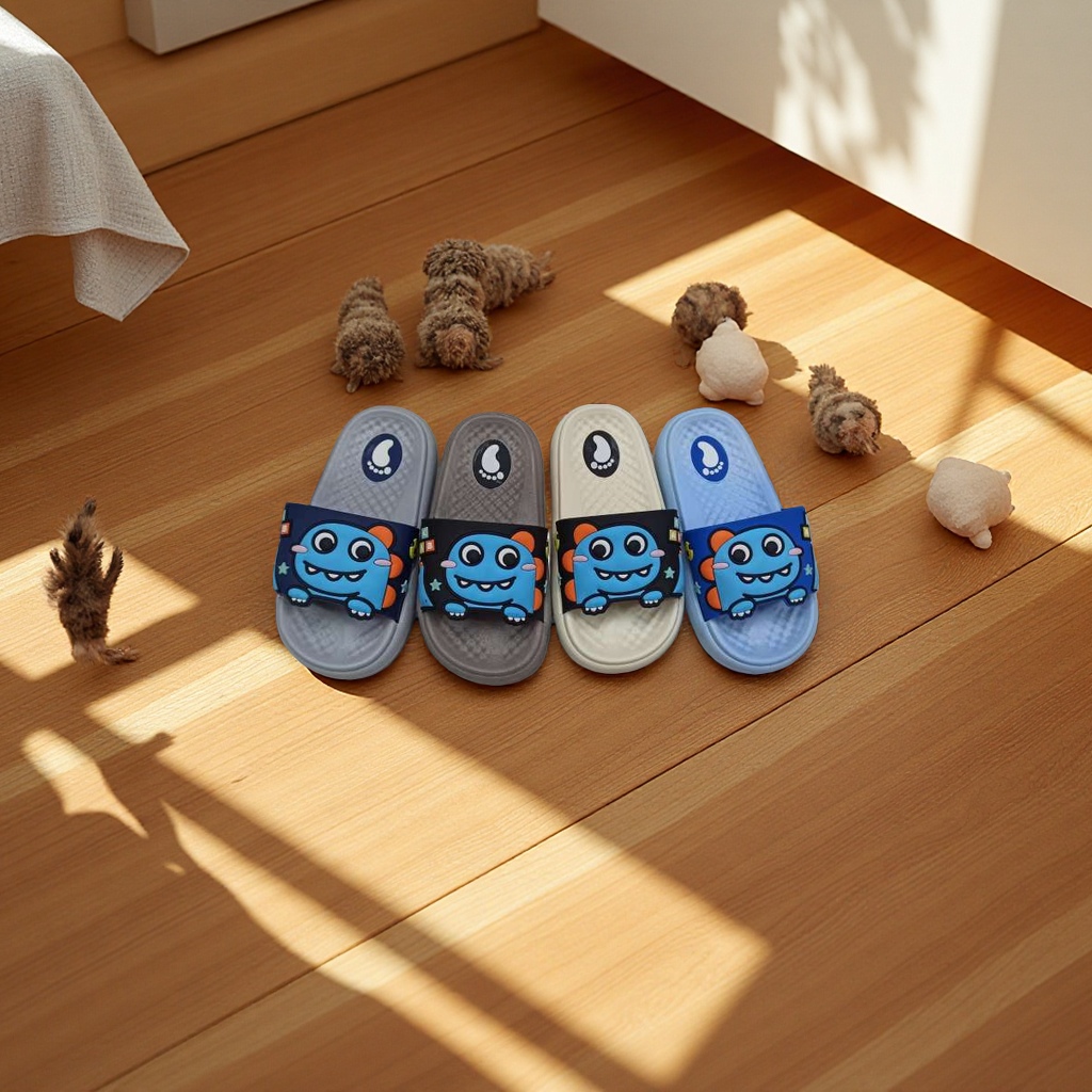 Men's children's slippers with anti-slip soft soles, comfortable and breathable. Spring and summer cartoon dragon style Application Scenario