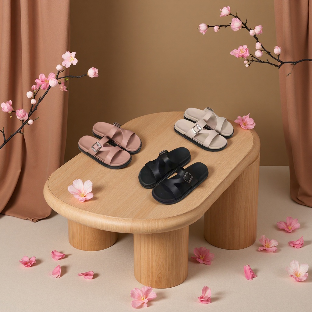 女式凉拖夏季时尚百搭皮凉拖纯色设计款