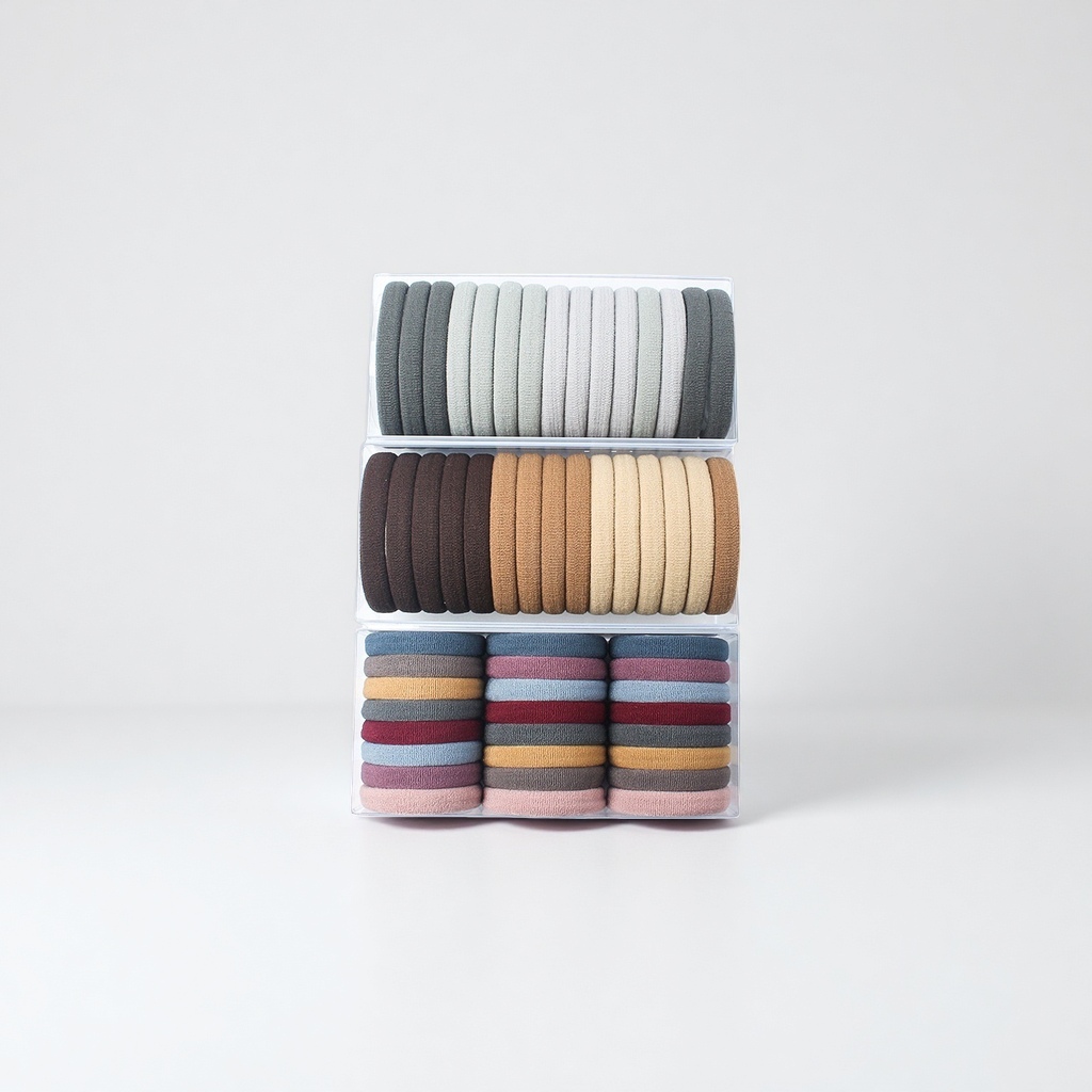 Korean solid color flocking hair tie rubber band set, simple hair tie ponytail hair band, student girl hair accessory Item Picture
