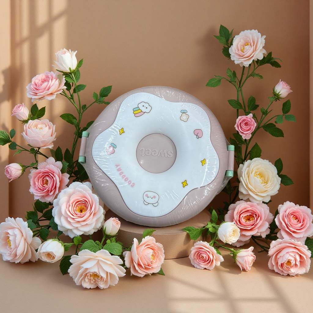 Donut-shaped lunch box, bento box, children's meal box, cute storage box