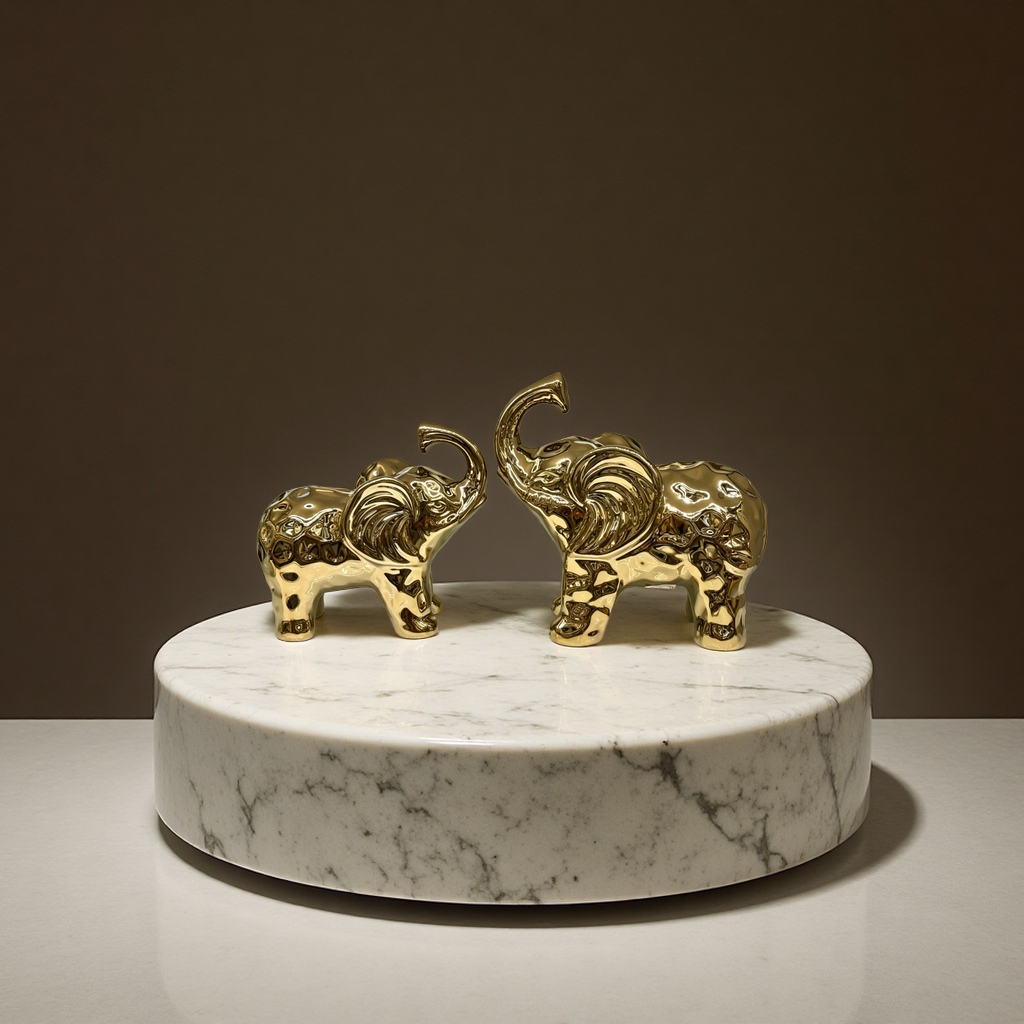 Light luxury and minimalist golden elephant figurine, ceramic elephant, living room entrance, model room, soft decoration handicraft