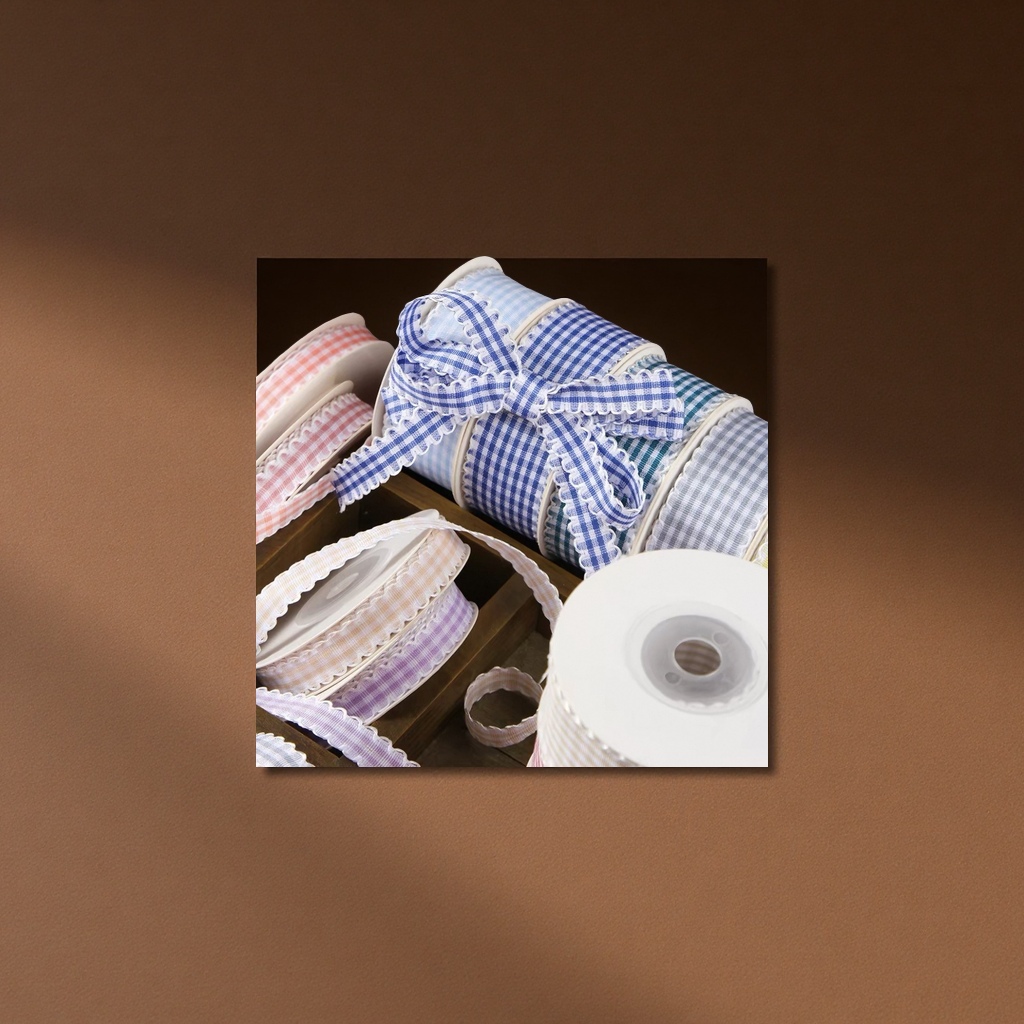 1cm encaje plaid band para el hogar costura decoración tela para cortar