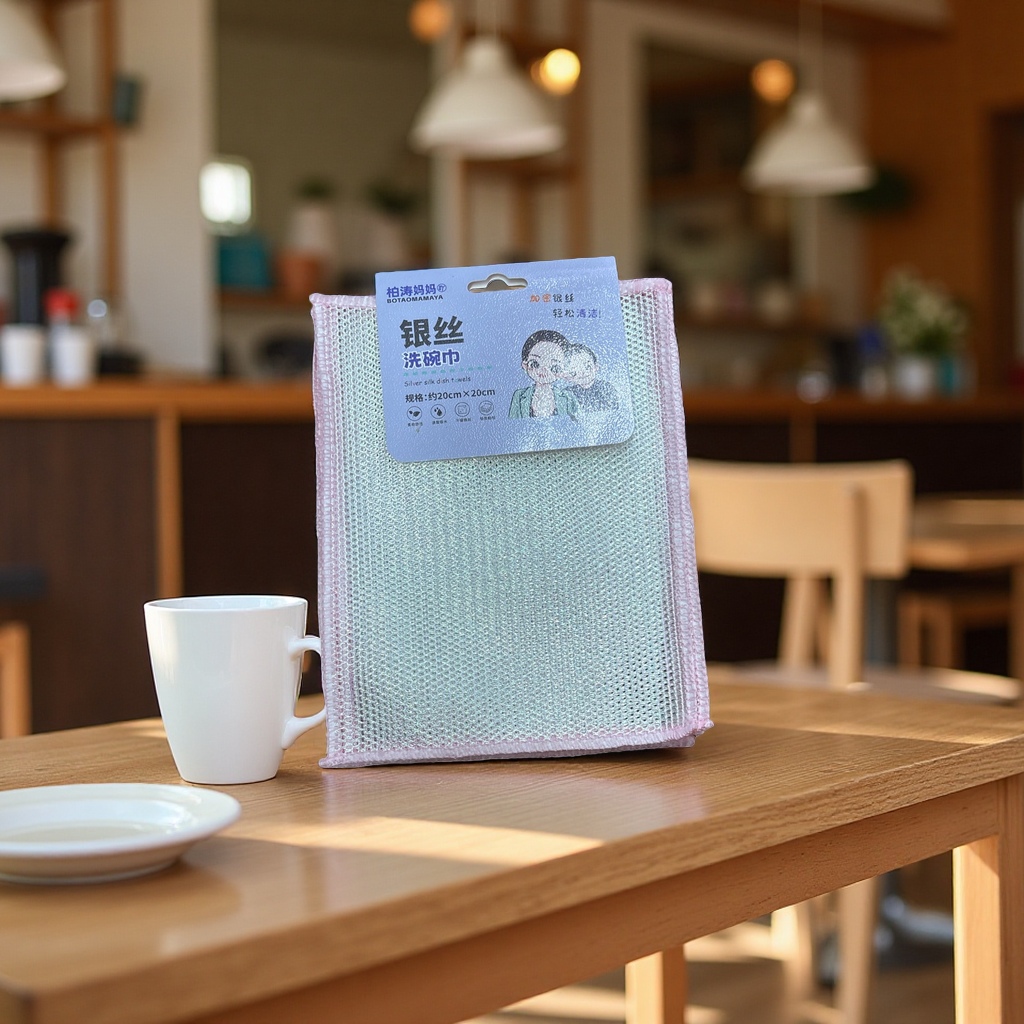The 4-piece seven-color silver thread dishcloth is powerful, durable and reusable for removing grease