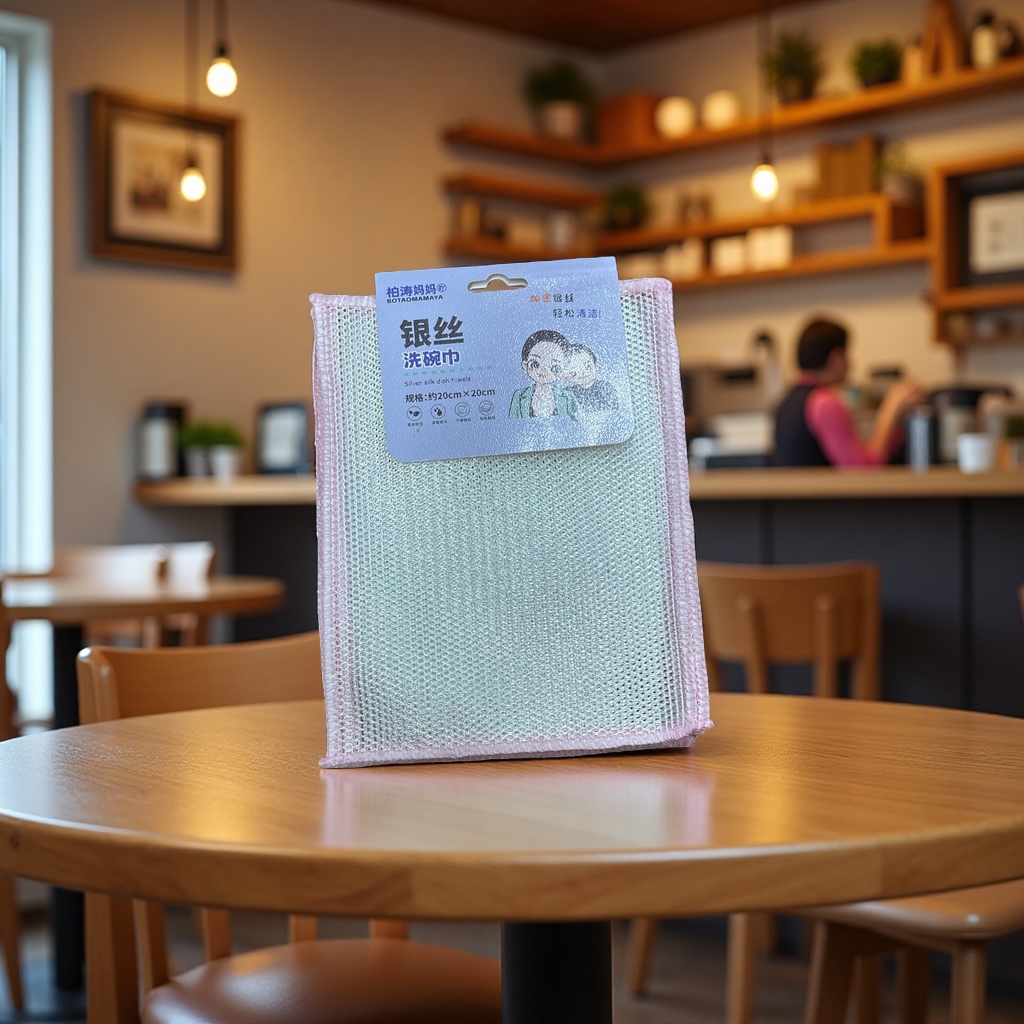 The 4-piece seven-color silver thread dishcloth is powerful, durable and reusable for removing grease Application Scenario