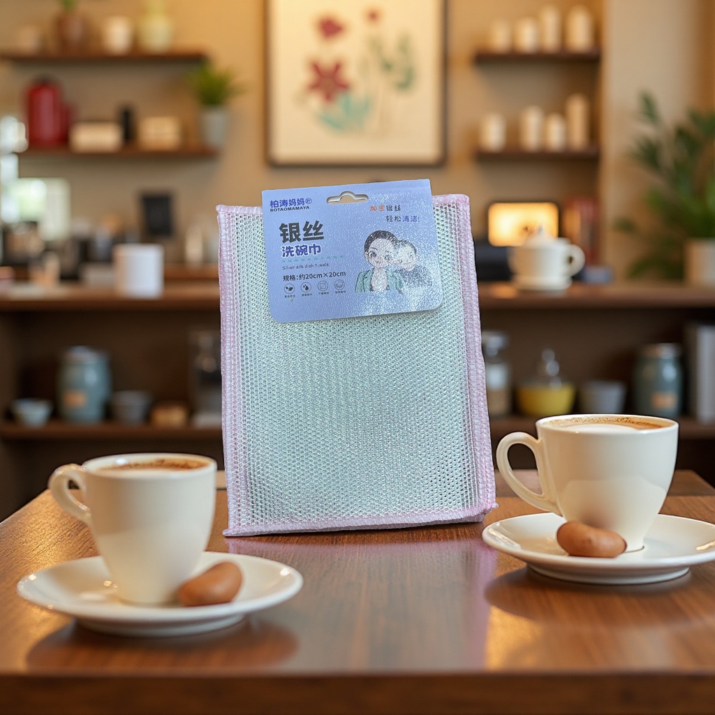 The 4-piece seven-color silver thread dishcloth is powerful, durable and reusable for removing grease Specification image