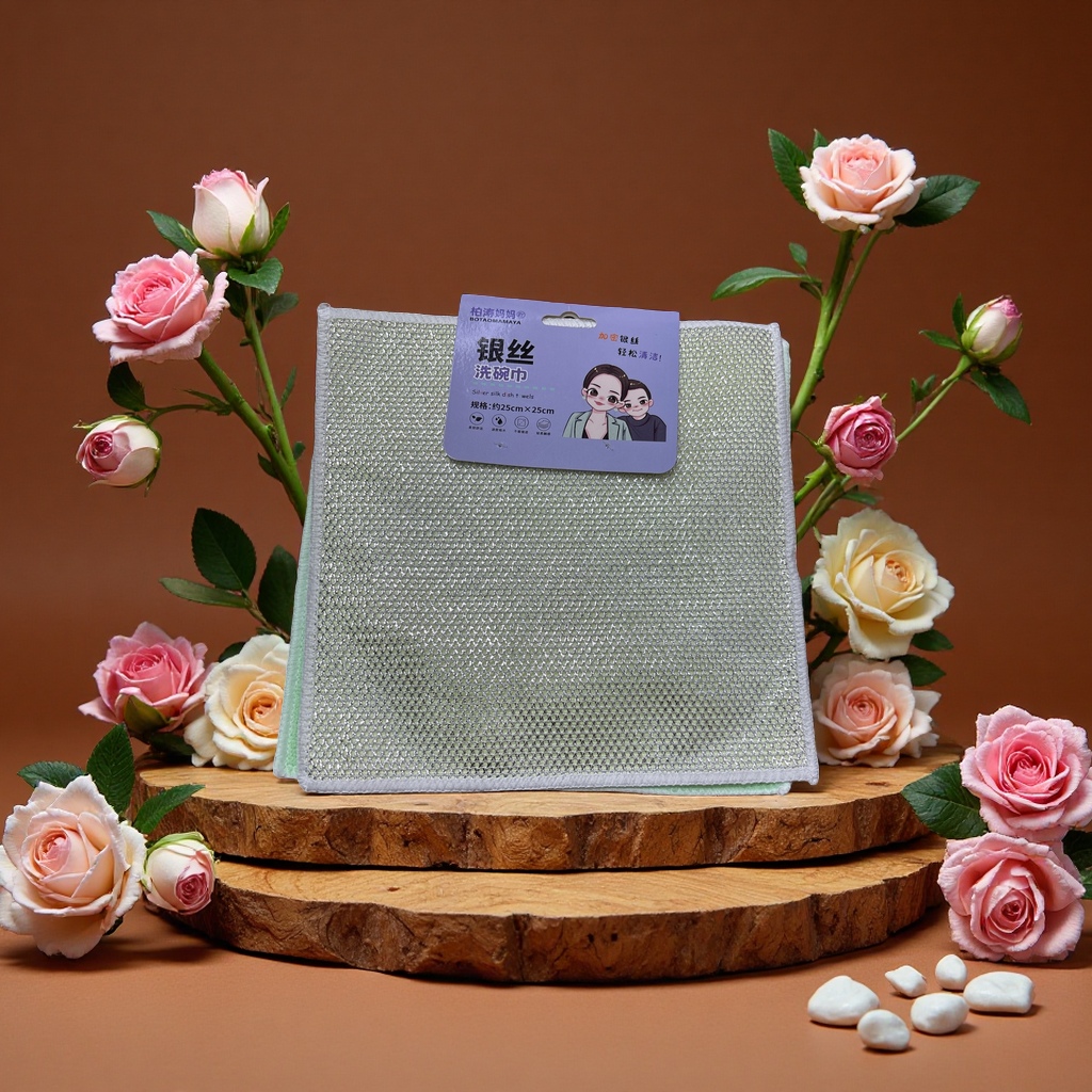 Two dishcloths for removing grease in the kitchen are durable, do not shed fluff and can be reused