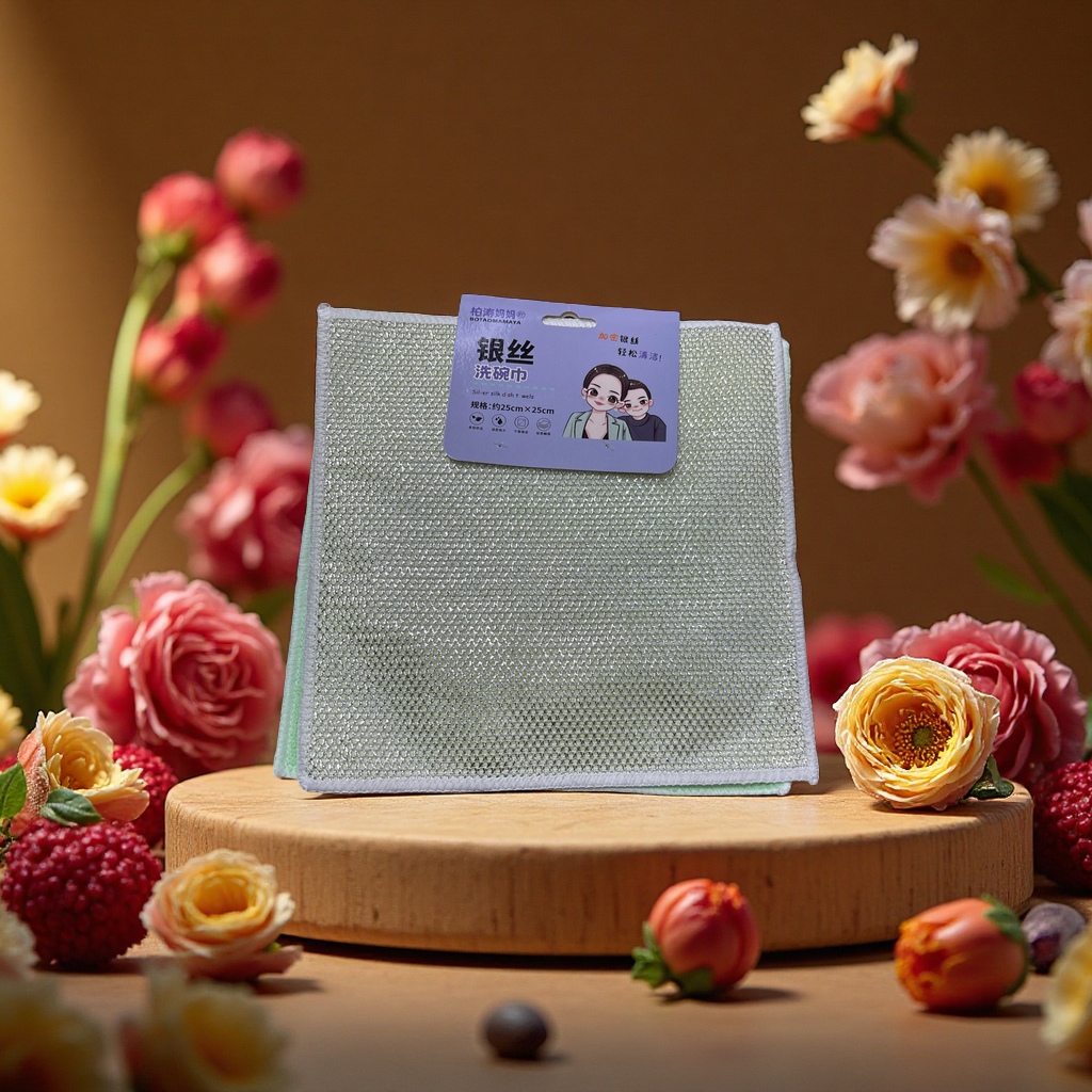 Two dishcloths for removing grease in the kitchen are durable, do not shed fluff and can be reused Specification image