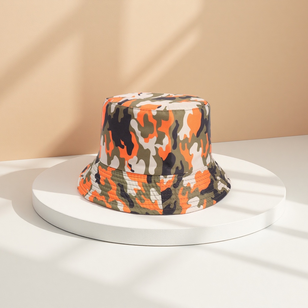 Camouflage fisherman's hat for men, European and American jungle bionic double-sided military fan casual hiking and fishing hat Item Picture