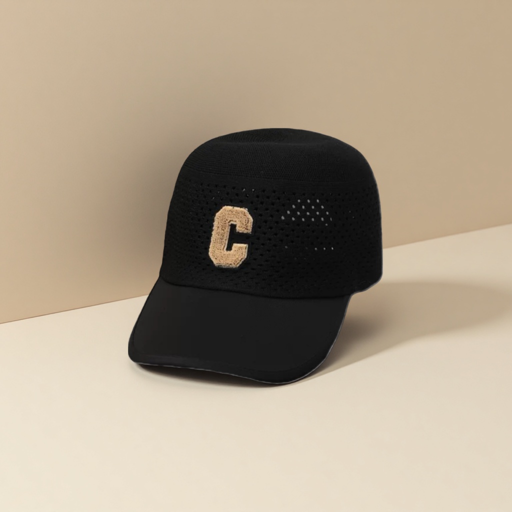 Knitted perforated baseball cap, breathable, comfortable, anti-slip, sweat-absorbing, sun-protective casual cap