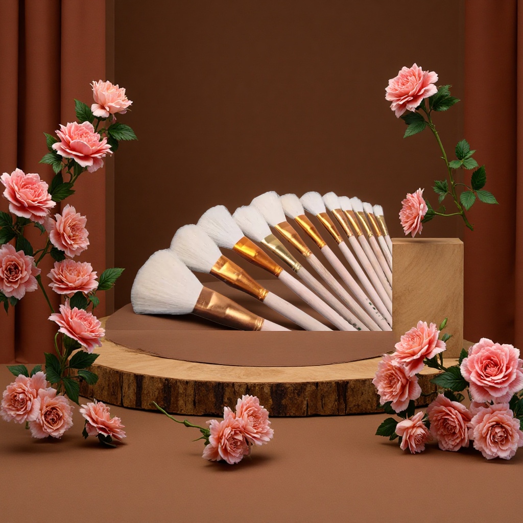 Wholesale of solid wood stick painted ceramic brush, pure wool S brush, watercolor and oil brush Specification drawing