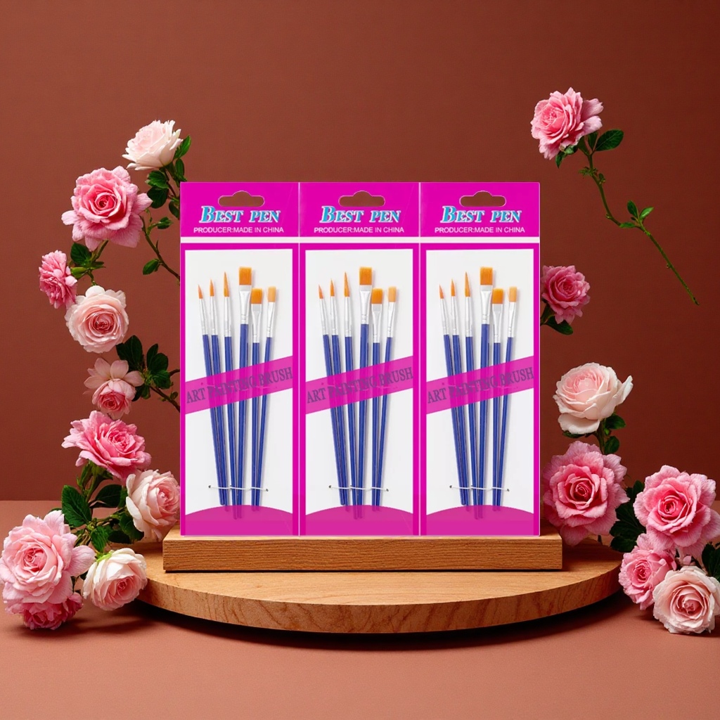Cross-border 6-piece nylon bristle oil painting brush set, watercolor and gouache oil painting children's painting brushes full figure