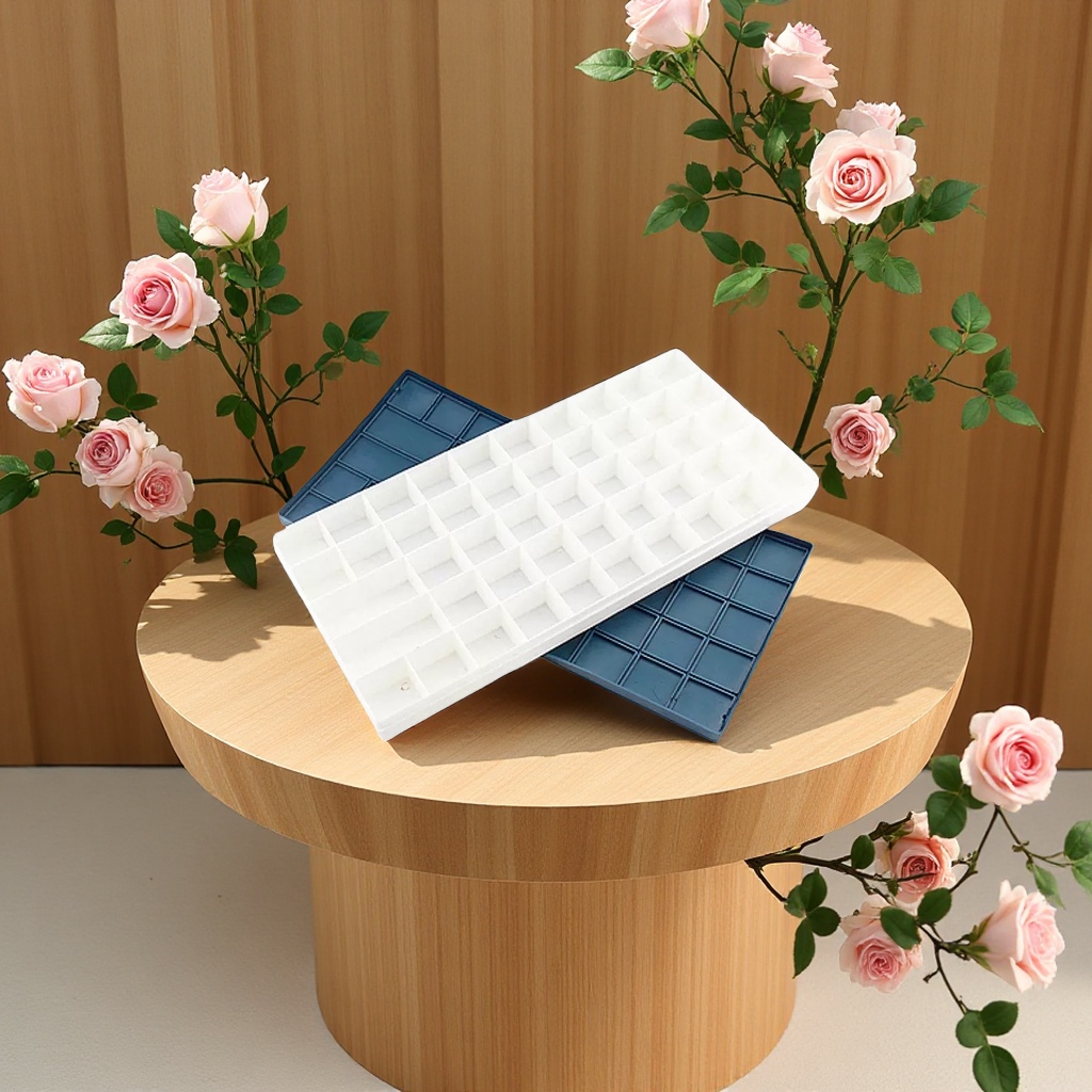 Large production and wholesale of 24-compartment, 36-compartment and 48-compartment art toner boxes with soft LIDS and 10-compartment and 12-compartment color mixing boxes Specification drawing