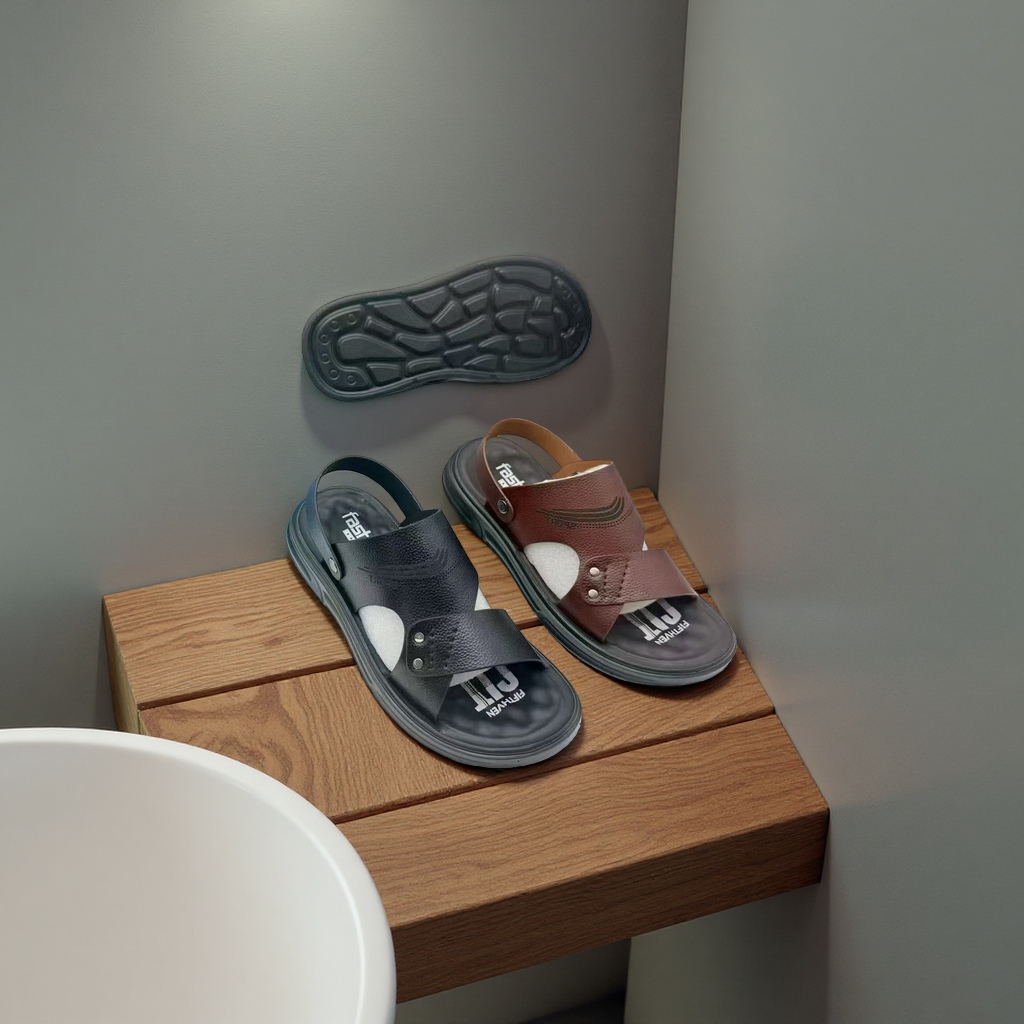 Men's leather home shoes with anti-slip soft soles and comfortable home slippers Specification image