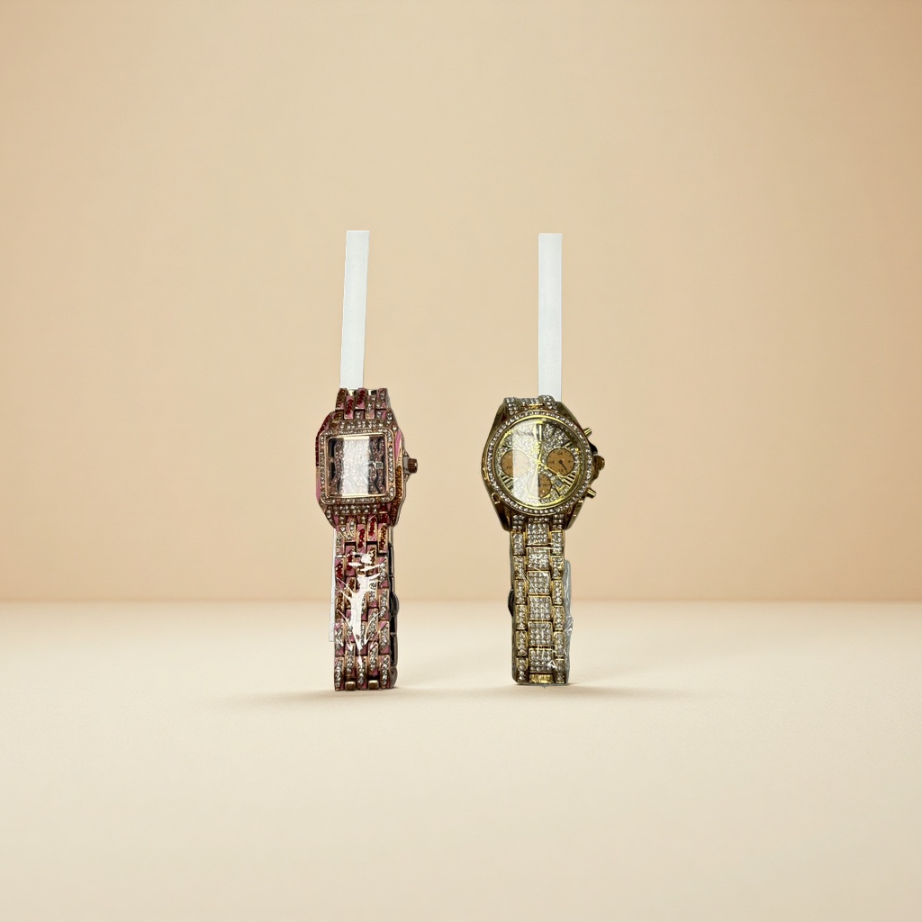 女款亮钻石英表金色粉色 时尚简约轻奢腕表防水防震