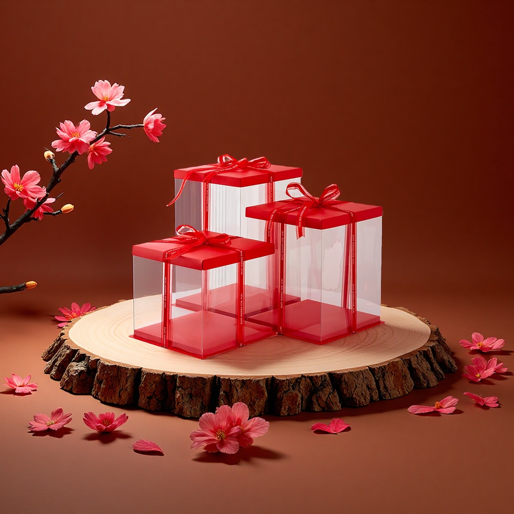 Transparent cake box packaging box, birthday cake packing box, 6, 6, 8, 8, 10, 10, 12 inches, single or double layer, raised and thickened pic 2