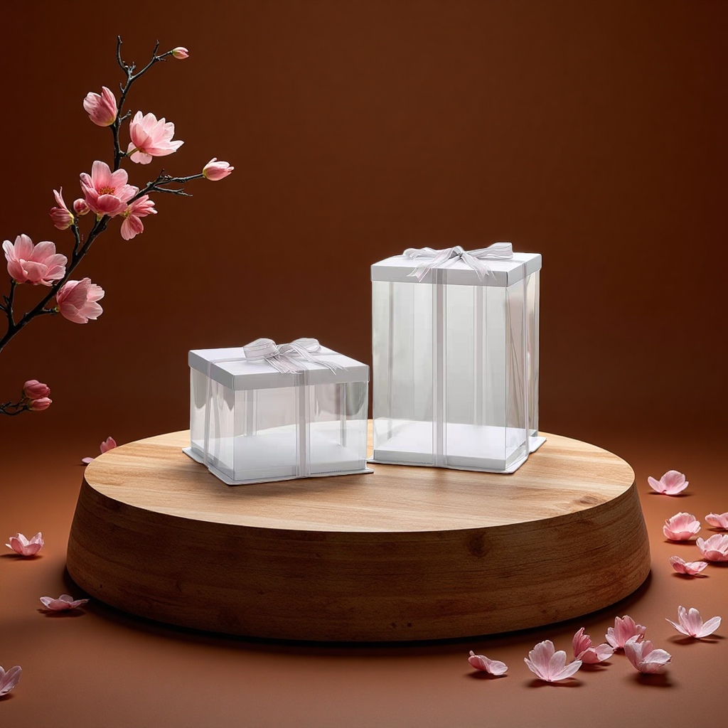 Transparent cake box packaging box, birthday cake packing box, 6, 6, 8, 8, 10, 10, 12 inches, single or double layer, raised and thickened pic 3
