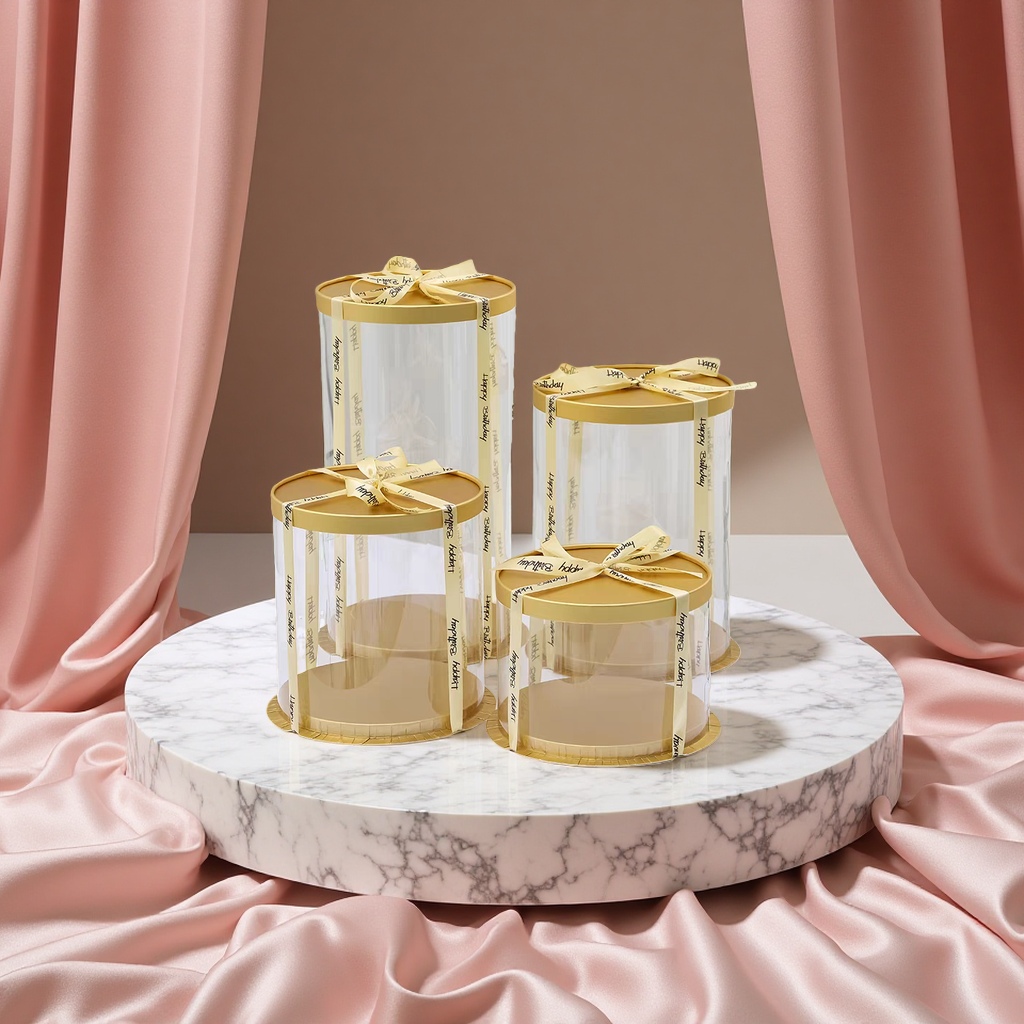 The popular transparent birthday cake box packaging box is 4 inches, 5 inches, 6 inches, 8 inches and 10 inches high. It is a snack packaging cake box detail image 1