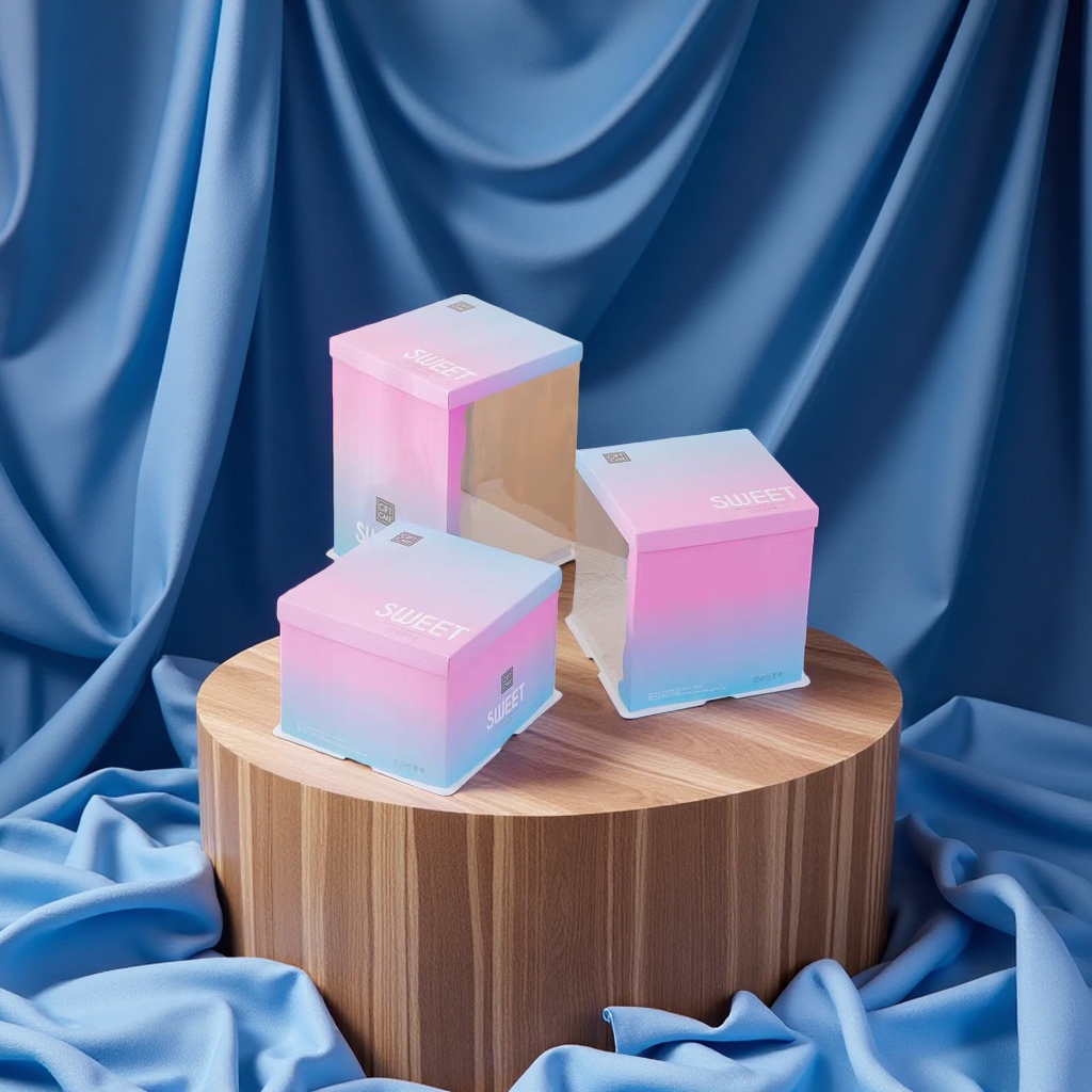 Semi-transparent birthday cake box packaging box, 6 inches, 8 inches, 10 inches, 12 inches, single or double layer with height, 6 inches and 8 inches square Specification image