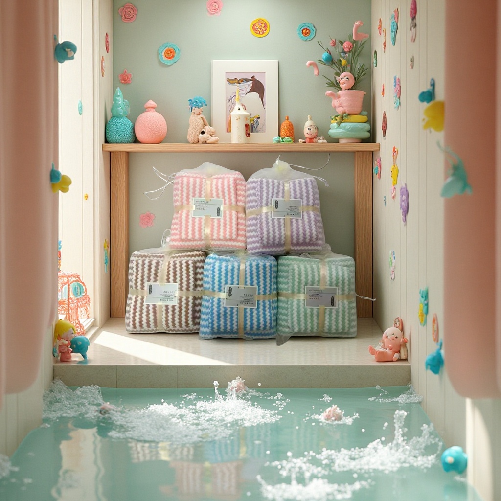 Wooden-handled cartoon bath flower scrubbing towel 180g exfoliating, refreshing and softening the skin Application Scenario