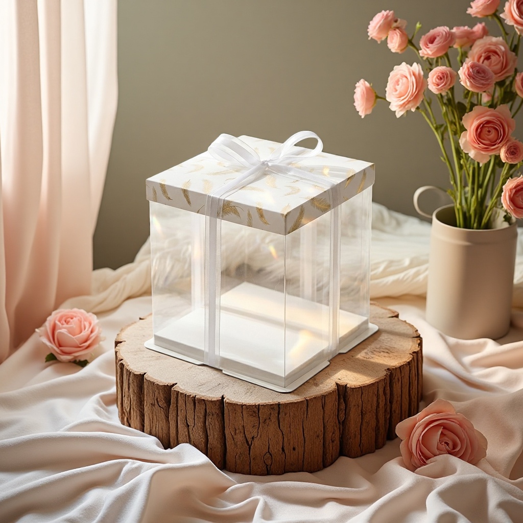 Transparent cake box packaging box, birthday cake packing box, 6, 6, 8, 8, 10, 10, 12 inches, single or double layer plus detail image 1