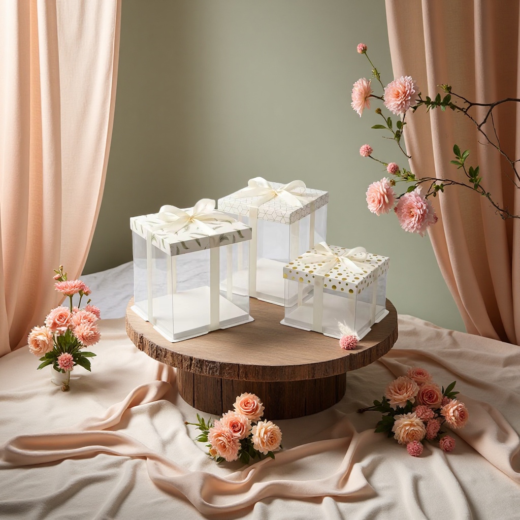 Transparent cake box packaging box, birthday cake packing box, 6, 6, 8, 8, 10, 10, 12 inches, single or double layer plus detail image 2