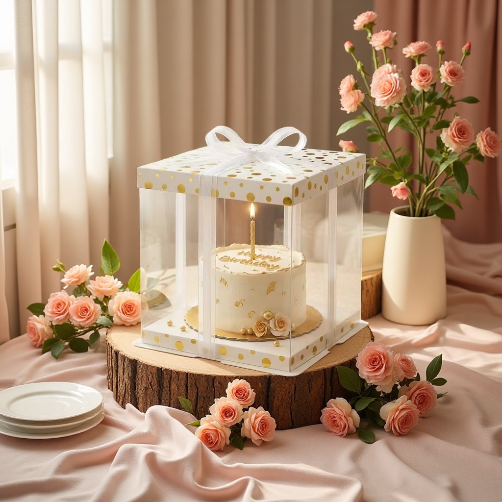 Transparent cake box packaging box, birthday cake packing box, 6, 6, 8, 8, 10, 10, 12 inches, single or double layer plus detail image 5