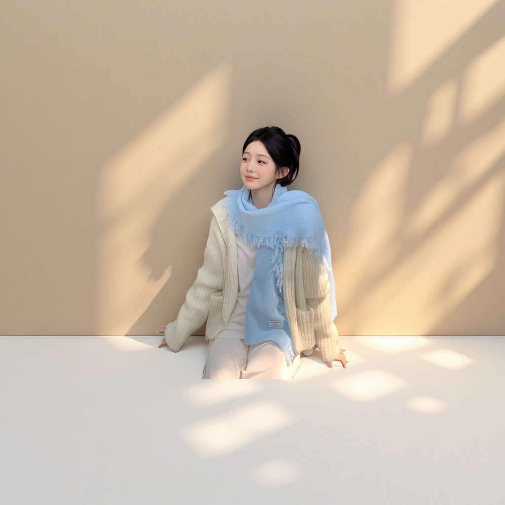 The thick and warm woolen scarf for women in winter is soft, comfortable, classic and versatile Application Scenario