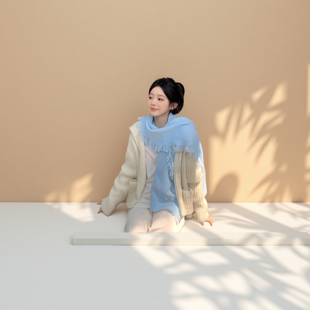 The thick and warm woolen scarf for women in winter is soft, comfortable, classic and versatile