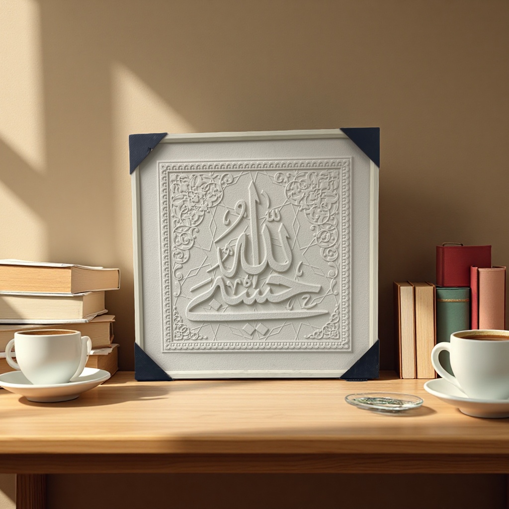 Arabic relief character decorative paintings, home decorative paintings, living room wall art paintings Application Scenario