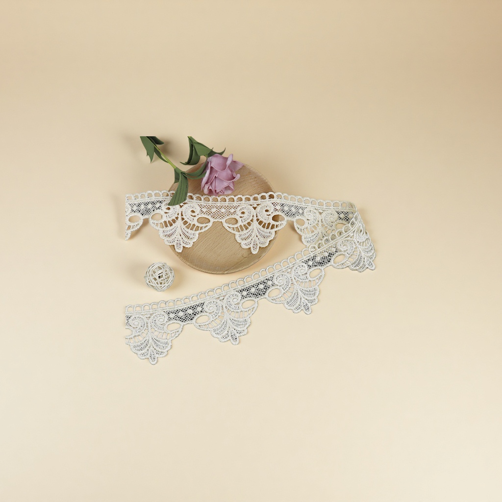 Cotton thread lace, lace clothing accessories, hollowed-out white cotton thread pillowcases and duvet covers, cotton ribbons, lace accessories