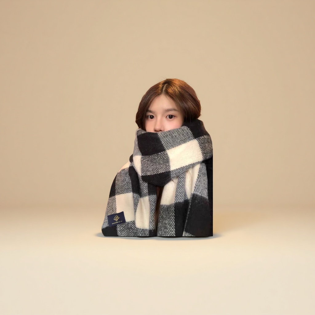 Thickened and warm woolen scarf for women's winter fashion knitted scarf