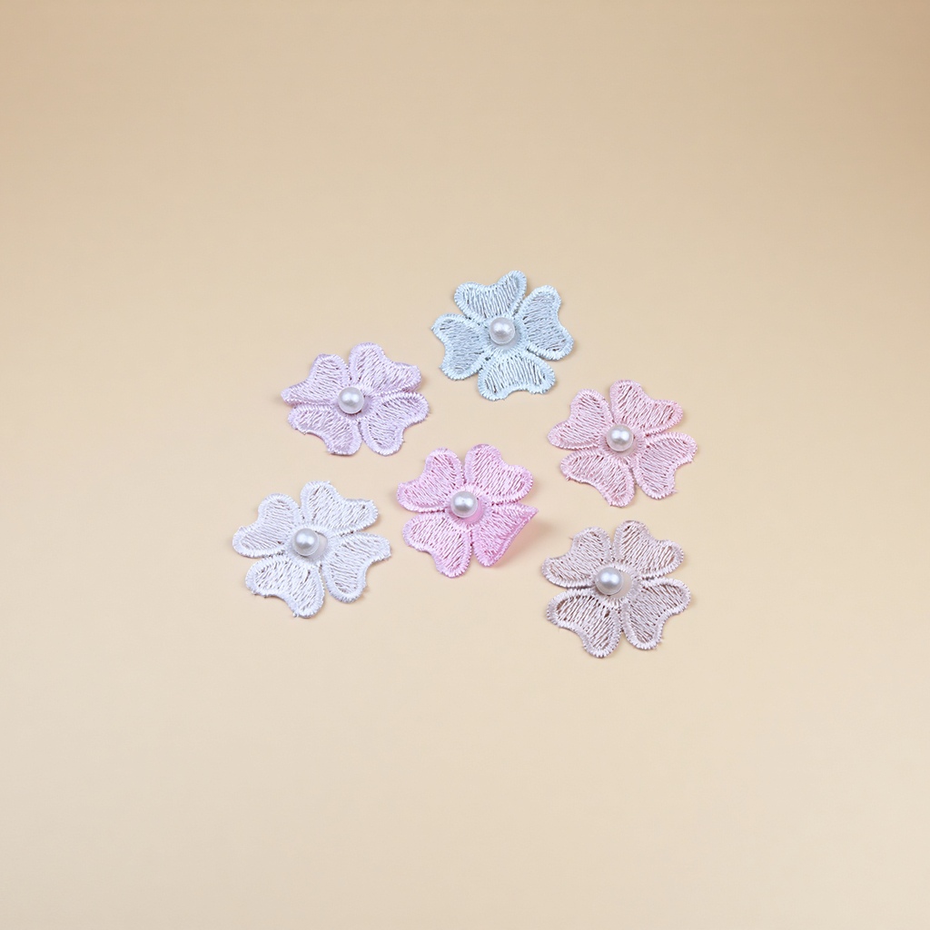 花边服装辅料双层立体花朵钉珠花边DIY手工涤纶花朵