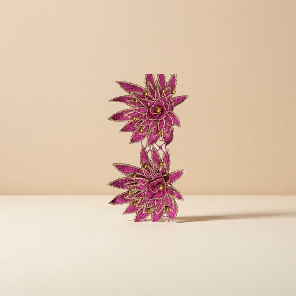 水溶刺绣花边条码黄金加彩条码3D立体花边产品图