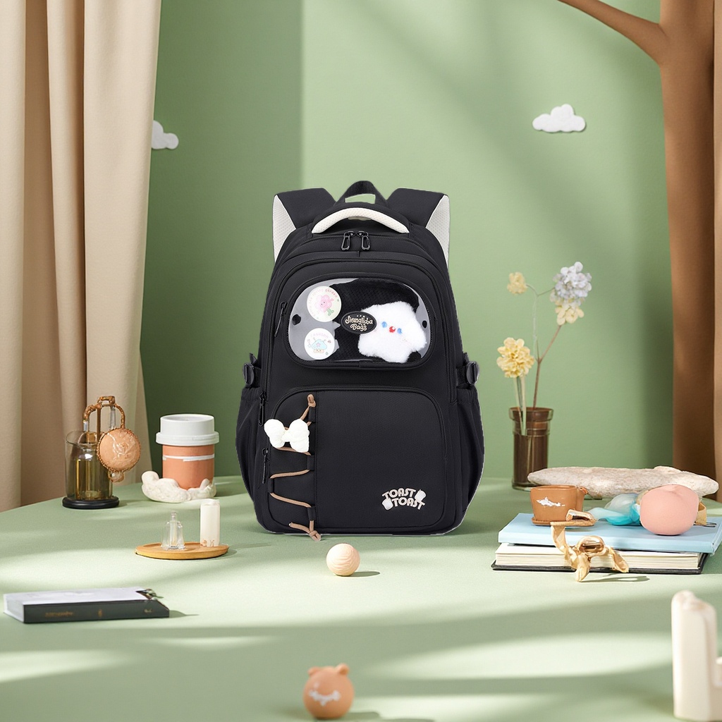 新款森系高颜值大容量双肩包女初中生高中生书包简约可爱百搭 backpack