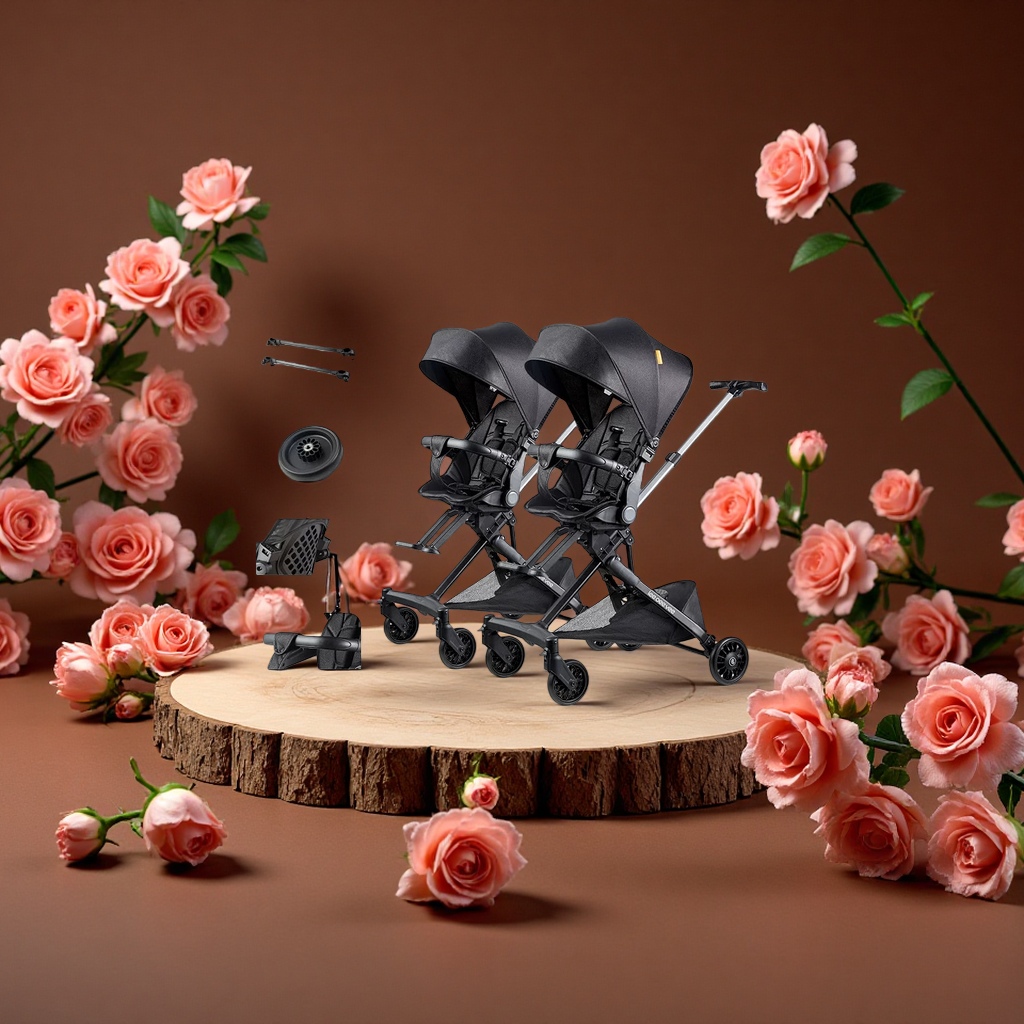 The baby stroller is lightweight and foldable for easy travel. It can be used for sitting or lying down and has a four-wheel sun protection cover. It is a perfect stroller for walking babies Item Picture