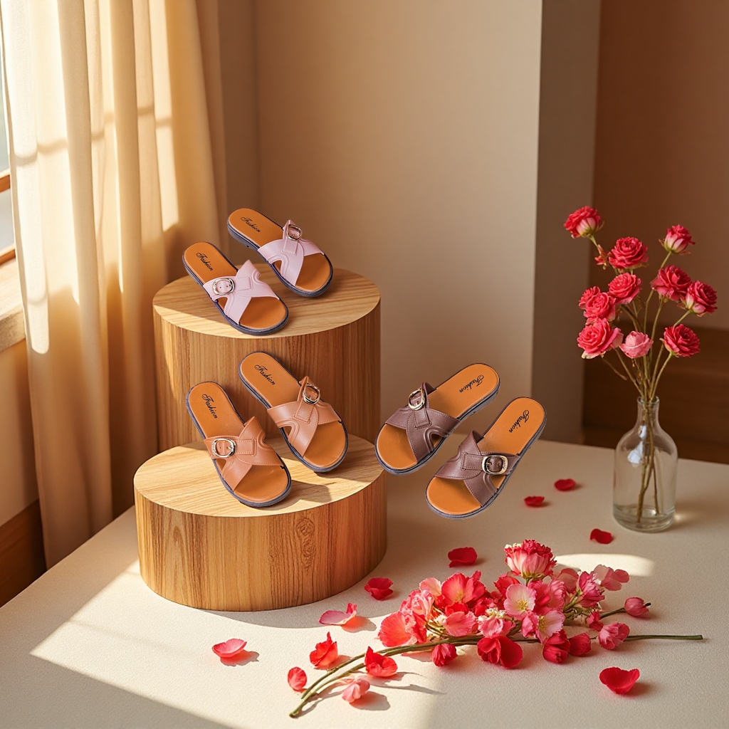 Summer women's anti-slip, breathable and comfortable home slippers with regular buckles details Picture