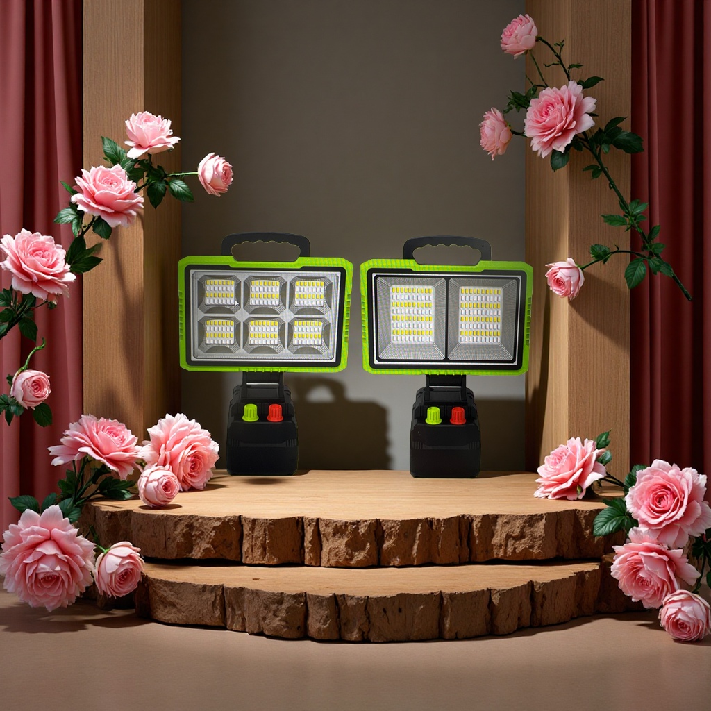 Solar-powered portable floodlight, portable outdoor lighting, strong light rechargeable, waterproof type