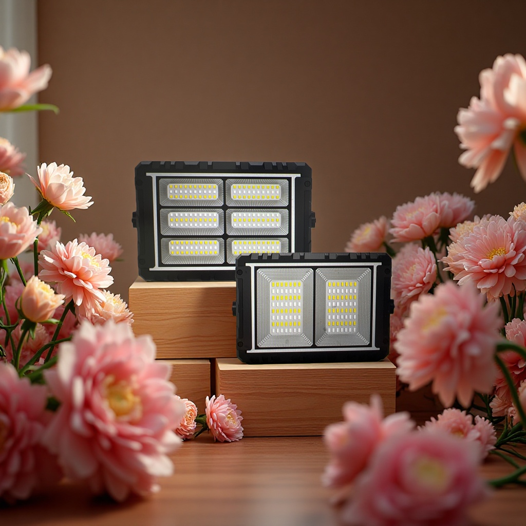 Solar-powered portable floodlights for outdoor portable rechargeable lighting details Picture