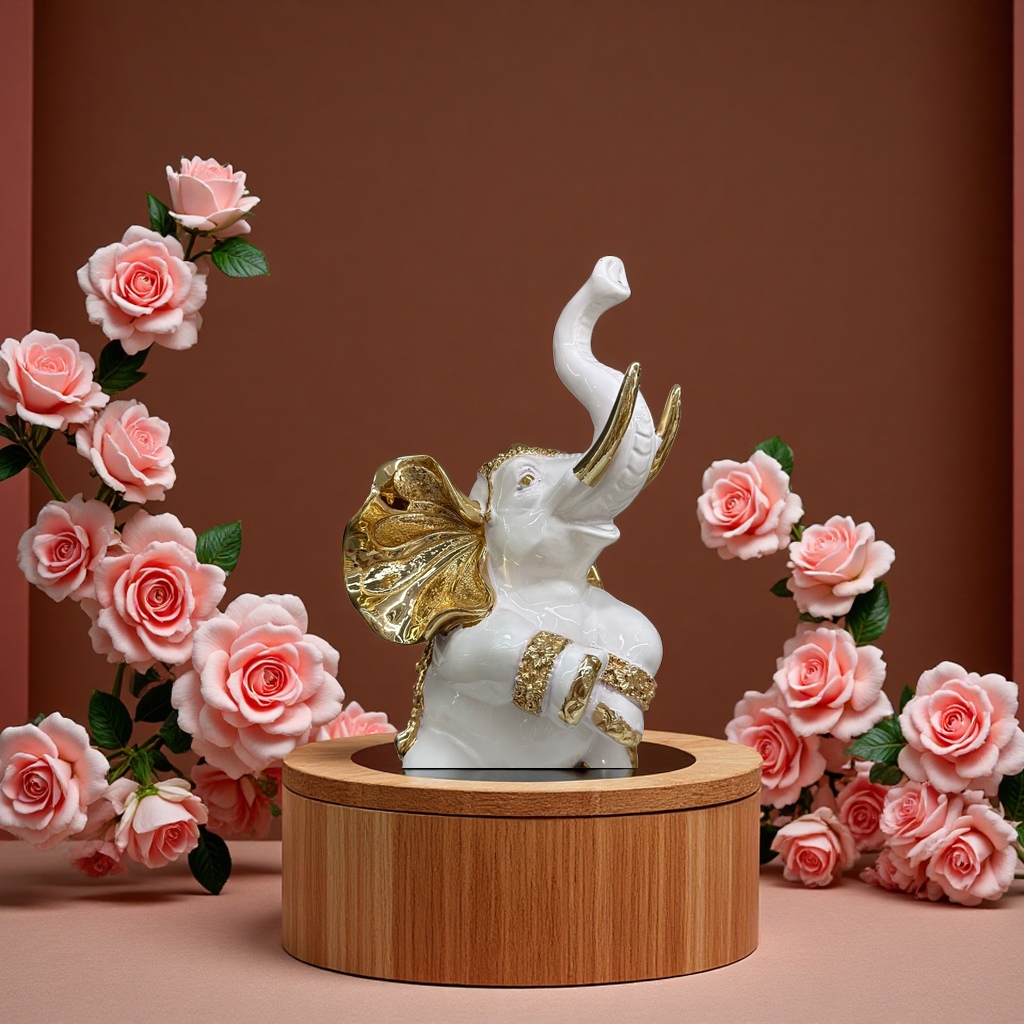 Two elephant resin craft ornaments for the living room, retro art ornaments