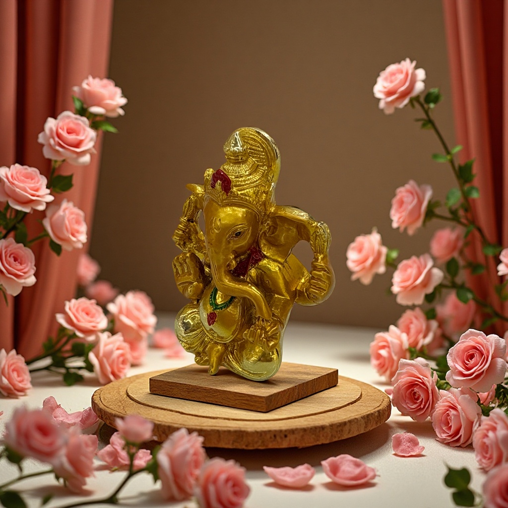 Gold elephant God resin craft ornaments, living room decorative ornaments, art collectibles details Picture