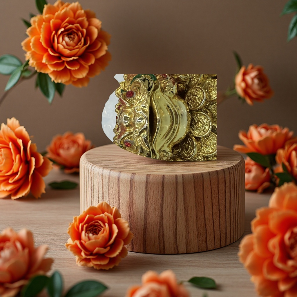 The small golden toad resin handicraft sculpture is a living room decoration and a home feng shui wonder Application Scenario