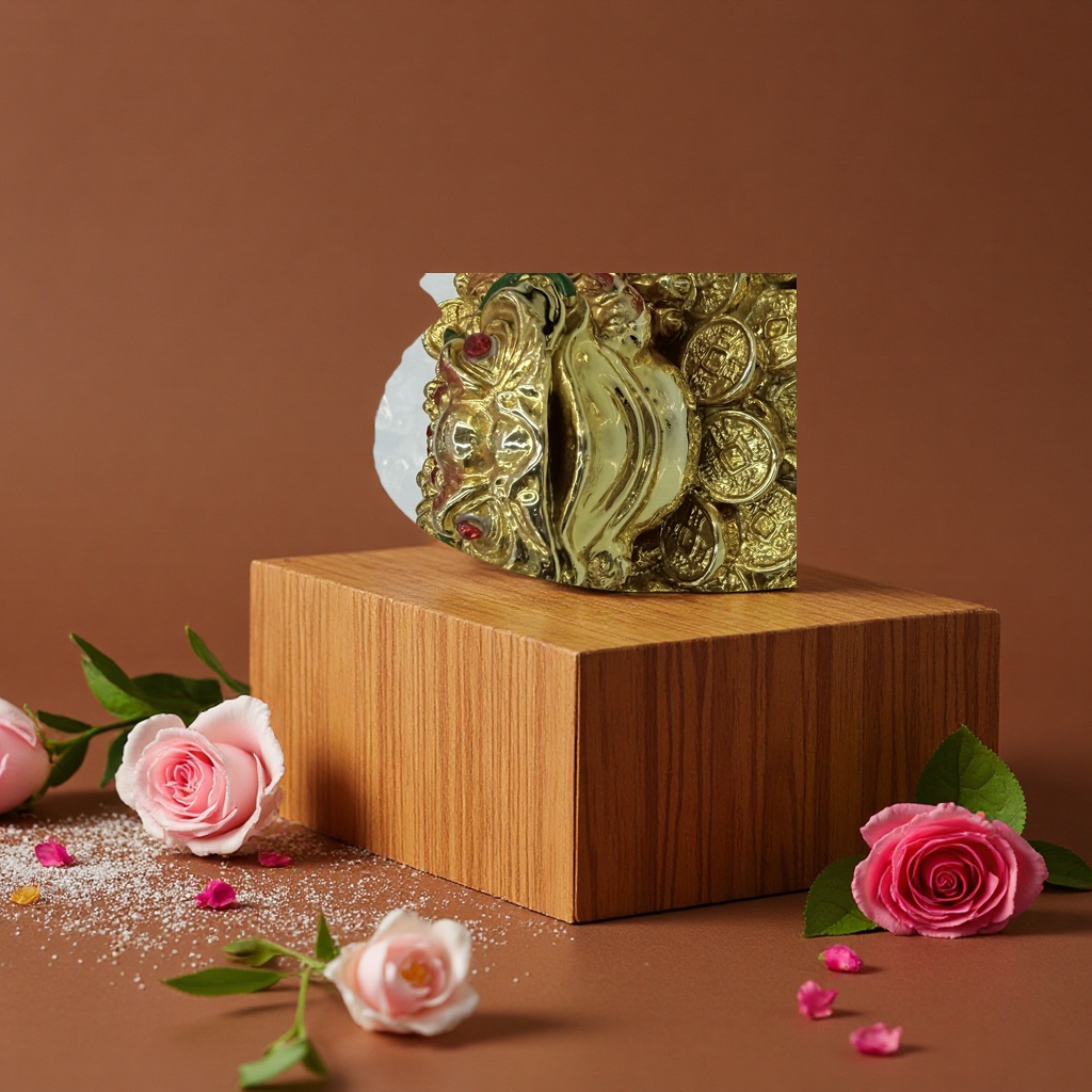 The small golden toad resin handicraft sculpture is a living room decoration and a home feng shui wonder details Picture