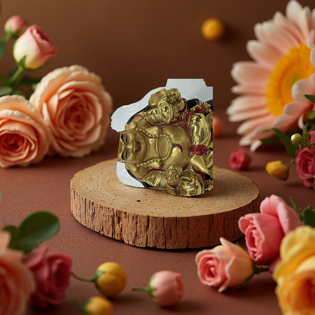 Golden Maitreya Buddha resin carved handicrafts, home decorations, living room ornaments detail image 3